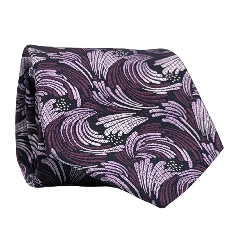 Men's Floral Patterned Silk Tie in Purple