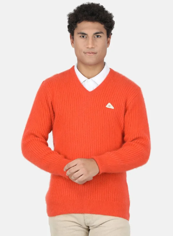 Men's Hoodies with LogoMen Orange Solid Pullover