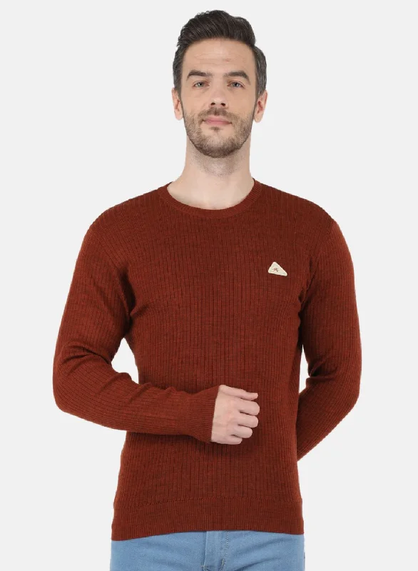 Men's Hoodies with Embroidered PatchesMen Brown Solid Pullover