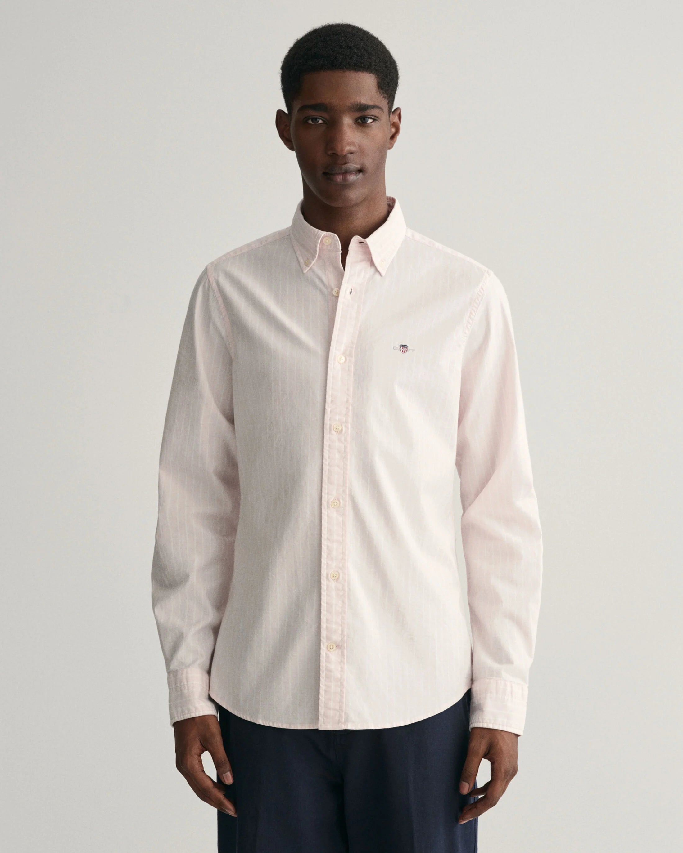 Men's Pattern-Play Shirts for a Fun TwistGant Mens Slim Oxford stripe shirt - Light pink or light blue