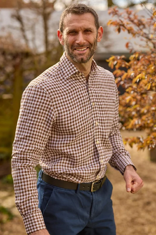 Men's Solid-Color Block Shirts for a Bold StatementGun Hill Mens Rock linen shirt - Brown