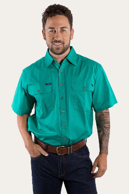 Men's Luxury Shirts for High-End FashionLake Argyle Mens Short Sleeve Full Button Work Shirt - Green