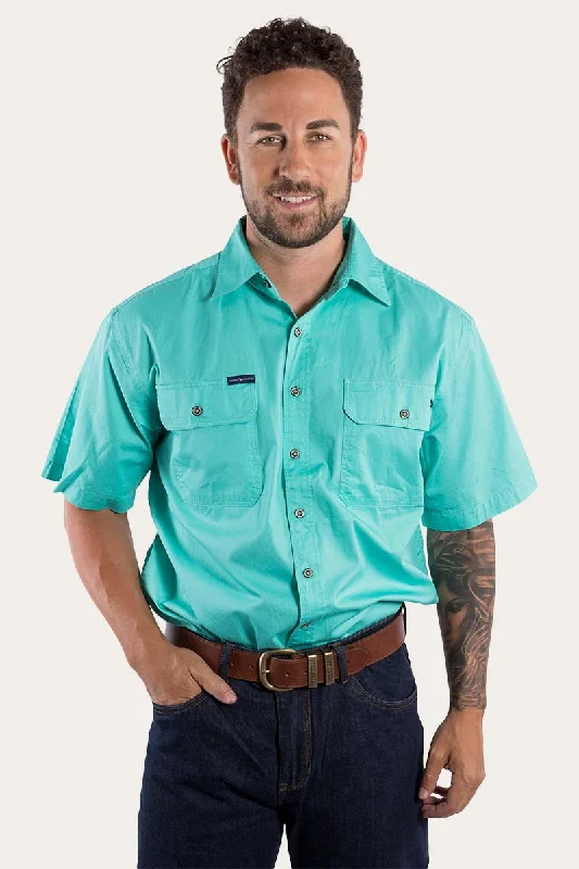 Men's Bold-Color Shirts for a Statement PieceLake Argyle Mens Short Sleeve Full Button Work Shirt - Mint