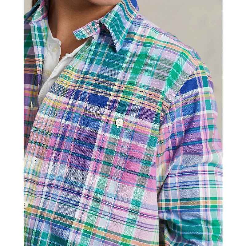 Men's Plaid Shirts for a Country CharmOxford Shirt - Plaid - Pink/Green Multi
