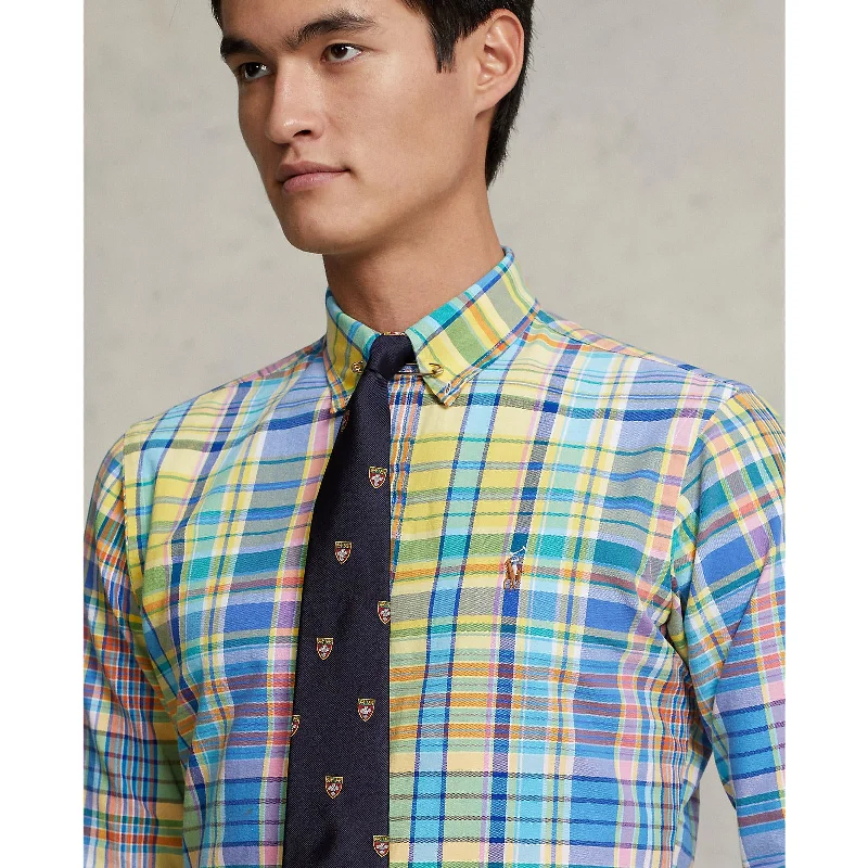 Men's Designer Dress Shirts for High-End FashionOxford Shirt - Plaid - Yellow/Turquoise Multi