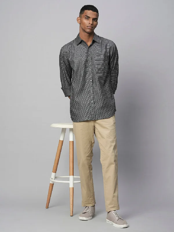 Men's Crew Neck T-Shirts for Everyday WearMen's Black Cotton Regular Fit Checked Shirt