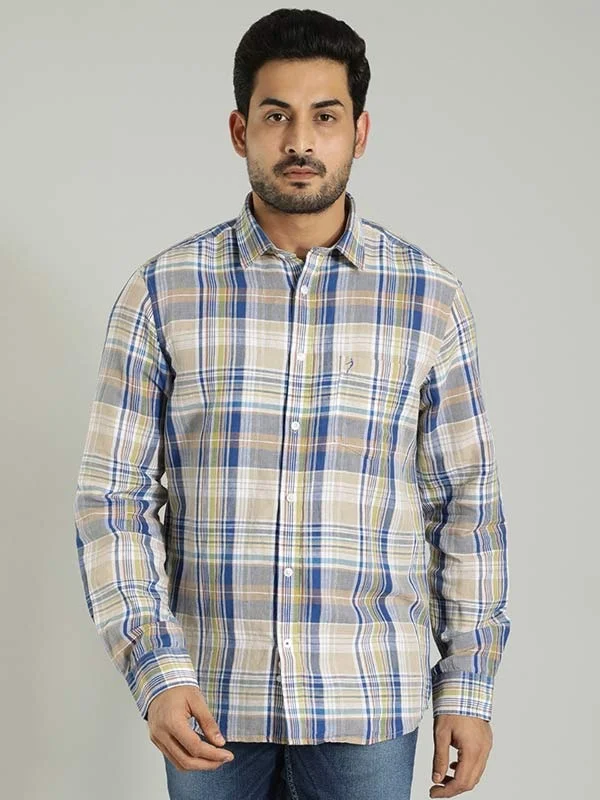 Comfortable Men's Flannel ShirtsMen Checked Full Sleeve Linen Blend Shirt