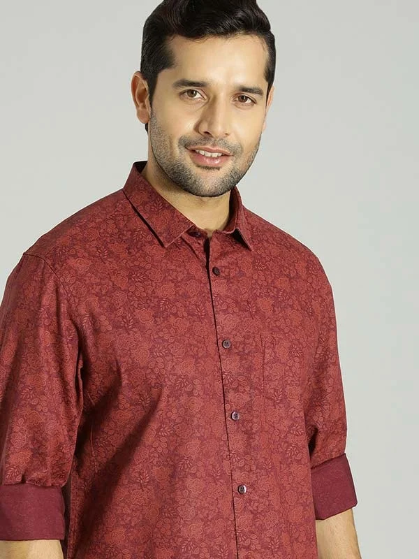 Men's Golf Shirts for On-Course StyleMen Printed Full Sleeve Cotton Blend Shirt
