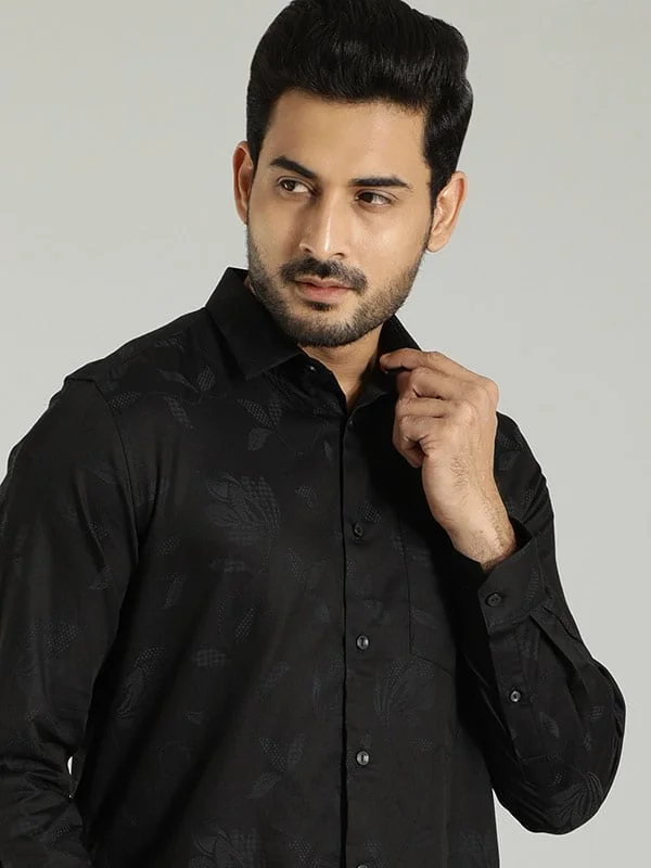 Men's Geometric Print Shirts for a Modern TwistMen Printed Full Sleeve Cotton Blend Shirt
