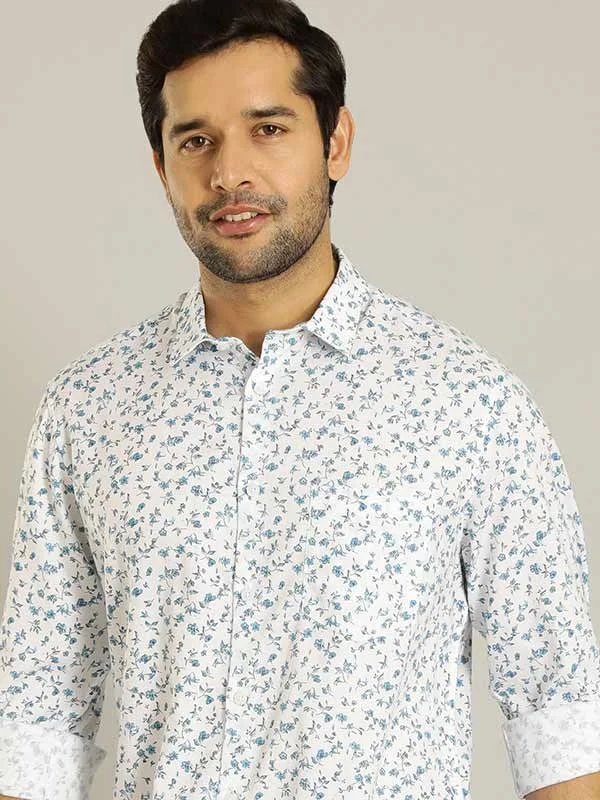 Men's Patterned Dress Shirts for a Unique TwistMen Printed Full Sleeve Cotton Blend Shirt