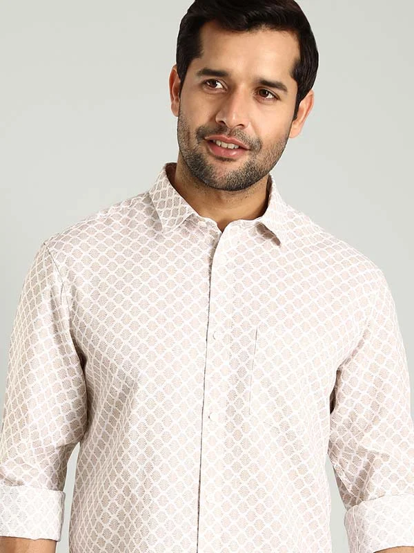 Men's Organic Cotton Shirts for Eco-ConsciousnessMen Printed Full Sleeve Cotton Blend Shirt Men's Organic Cotton Shirts for Eco-ConsciousnessMen Printed Full Sleeve Cotton Blend Shirt