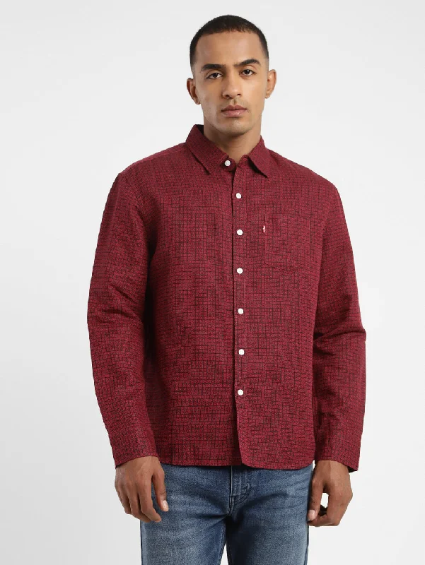 Men's Layering Shirts for Seasonal TransitionsMen's Geometric Print Spread Collar Linen Shirt