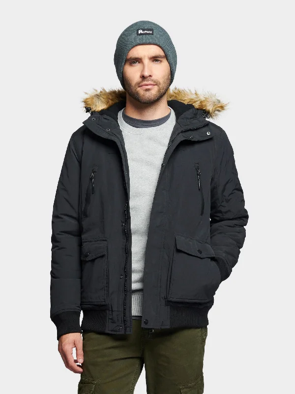 Men's Coats with Inner PocketsHudson Script Arctic Bomber Jacket in Black