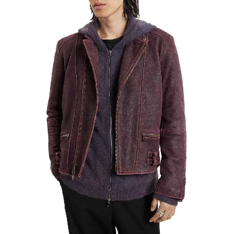 Men's Coats with Patchwork DesignsJohn Varvatos Mens Sullivan Racer Faux Leather Heavy Motorcycle Jacket Men's Coats with Patchwork DesignsJohn Varvatos Mens Sullivan Racer Faux Leather Heavy Motorcycle Jacket