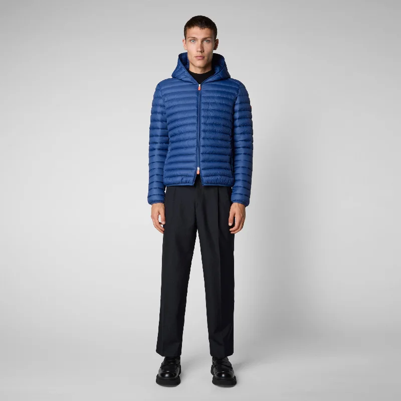 Men's Coats with Quilted LiningMen's Donald Hooded Puffer Jacket In Eclipse Blue